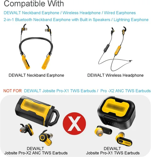Vista 3 de Klowcok Puntas de silicona de repuesto para auriculares DEWALT con banda