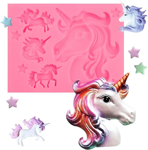 Vista 12 de Moldes de silicona de unicornio Fondant Unicorn Cake Decor Moldes de arcilla Moldes de mazapán para cupcakes Sugarcraft Chocolate Polímero Arcilla