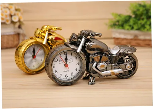 Vista 7 de IMIKEYA Reloj despertador para motocicleta, reloj despertador vintage, movimiento de cuarzo, estilo vintage para niños, reloj de motocicleta único