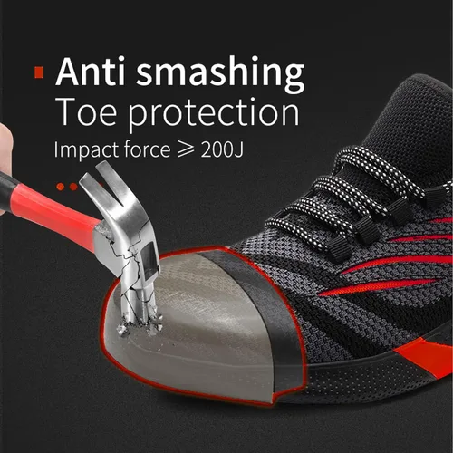 Vista 3 de Zapatos de trabajo de seguridad ligeros con cordones antideslizantes para mujer, con puntera de acero, zapatos de tenis industriales