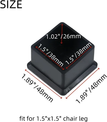 Vista 3 de Mcredy - Tapas para patas de silla, protector de patas de mesa, tamaño interior, 1-1/2 pulgadas x 1-1/2 pulgadas, para patas de muebles cuadradas