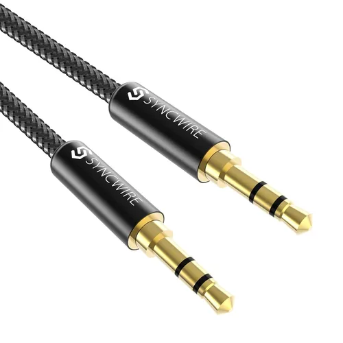 Vista 14 de Syncwire Cable auxiliar de audio auxiliar de 0.138 in macho a macho, cable trenzado de nailon para auriculares (1.6 pies/1.6 ft), cable auxiliar
