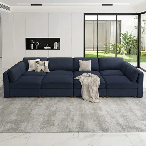 Vista 15 de CUGOAO Sofá biplaza extragrande de 83.5 pulgadas, sofás para sala de estar, sofá nube de felpilla de asiento profundo, sofá modular seccional, funda