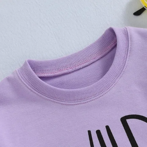 Vista 3 de Hnyenmcko Sudadera con estampado de letras Wlid Like My Curls para niños pequeños, para otoño e invierno, de 1 a 6 años