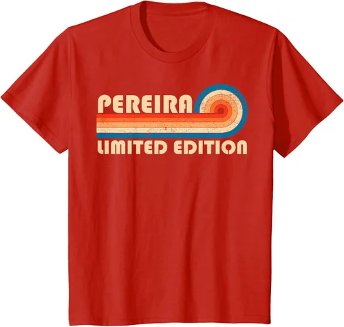 Vista 3 de PEREIRA - Camiseta vintage con apellido retro de los años 80 y 90, Negro