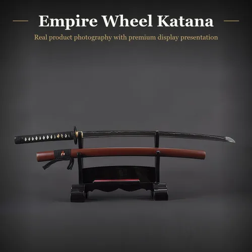 Vista 2 de Handmade Sword - Espada Katana Samurai funcional, acero al carbono 1045, templado con calor forjado a mano, espiga completa, afilada, rueda imperio