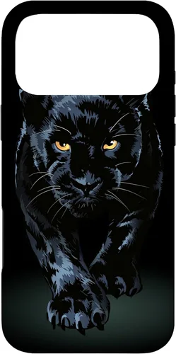 Vista 22 de iPhone 16 Black Panther Walking Toward Shadow - Estuche de regalo para amantes de los gatos salvajes