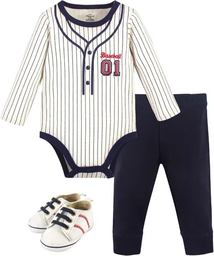 Vista 26 de Little Treasure - Conjunto unisex de mameluco de algodón, pantalón y zapatos para bebé Collar de ancla