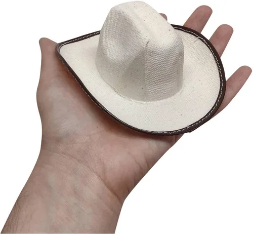 Vista 2 de Mini sombrero de vaquero, 2 pulgadas de alto, paquete de 12, Beige