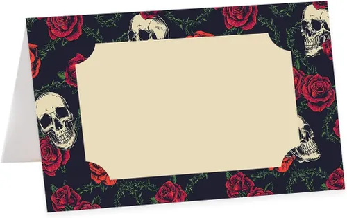 Vista 48 de Andaz Press Tarjetas de lugar con nombre de Halloween para colocar la mesa, etiquetas de alimentos en blanco para tarjetas de bufé de fiesta