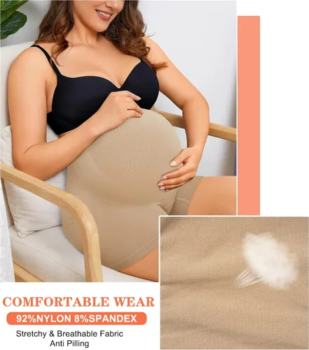 Vista 4 de Pantalones cortos de maternidad, ropa interior de maternidad de cintura alta para vestidos de baby shower