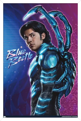 Vista 14 de Trends International DC Comics Movie Blue Beetle - Póster de pared de Jaime Reyes, 14.725 x 22.375 pulgadas, versión enmarcada plateada Versión