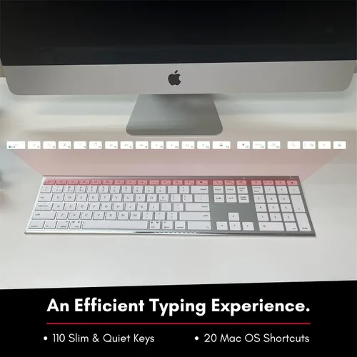 Vista 5 de Macally Teclado Bluetooth inalámbrico para Mac, compatible con Apple Keyboard o MacBook Pro/Air, iMac, multidispositivo, hasta 3 dispositivos