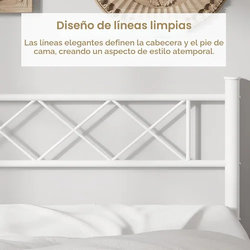 Vista 5 de VECELO Base de cama de tamaño individual con cabecero, base de cama resistente con listones de metal fuertes, no necesita somier y fácil montaje
