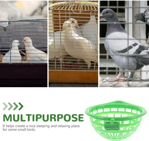 Vista 8 de Mipcase Cuenca de nido de pájaro para pájaros pequeños, soporte de anidación verde para loros, fácil de instalar, prácticos suministros para pájaros