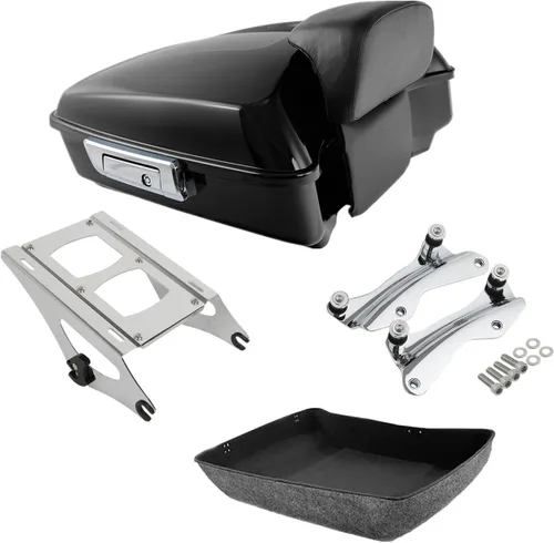Vista 22 de TCMT Pestillos Negros de 10.7" para Maletero Cortado, Almohadilla de Respaldo, Luz Trasera LED con Señal de Giro Compatible con Harley Touring