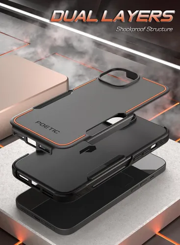 Vista 2 de Poetic Neon Series - Funda compatible con iPhone 15, doble capa, resistente, resistente, ligera, delgada, a prueba de golpes, protección contra Negro