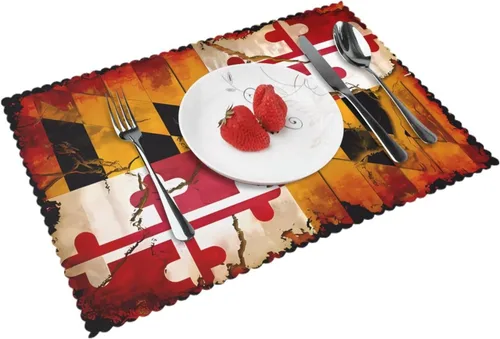 Vista 13 de Rectangular Placemats Set of 4, Heat Resistant Arizona Flag Printed Kitchen Dining Table Mats