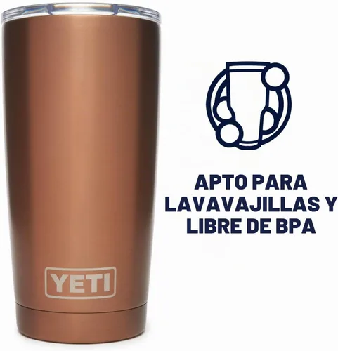 Vista 4 de YETI Rambler - Vaso de acero inoxidable con tapa MagSlider, 20 oz, color cobre.