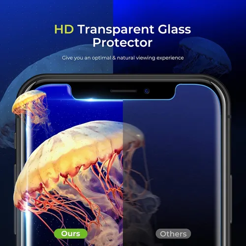 Vista 7 de ORIbox - Protector de pantalla de cristal templado para iPhone 11 Pro, Xs, X (5.8 pulgadas). Protector de cristal templado para pantalla, 3