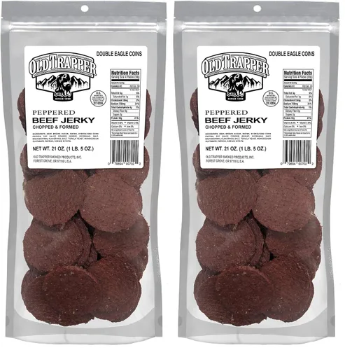 Vista 6 de Old Trapper Double Eagle Cecina de Res, sabor picante y caliente, paquete de 21 onzas, snacks de carne ahumada en madera natural, 10 gramos