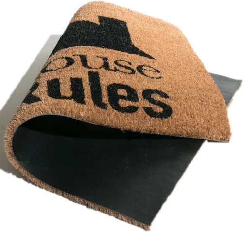 Vista 4 de Tapete con respaldo de PVC, diseño My House My Rules, 18 x 30 pulgadas