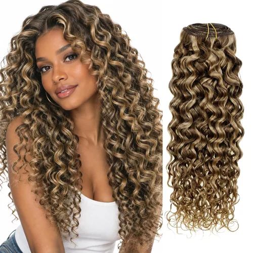Vista 10 de Hetto Extensiones de cabello humano rizado con clip, color negro, 14 #1 Negro Azabache