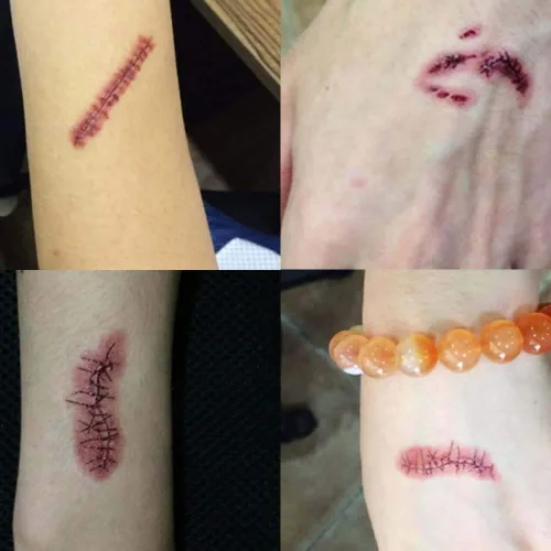 Vista 3 de Tatuajes de Halloween, 30 hojas de tatuaje temporal, tatuajes realistas de Halloween, cicatrices de zombies, tatuajes falsos sangrantes para heridas