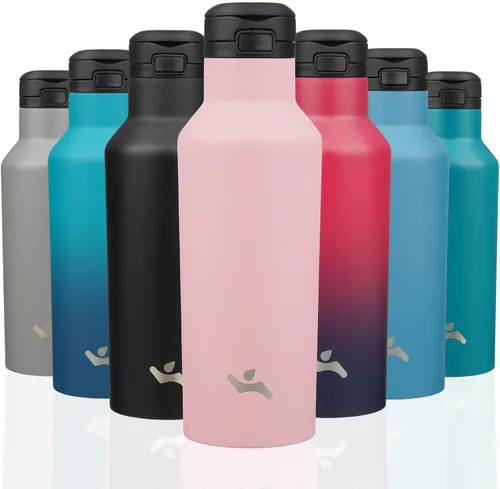 Vista 15 de Konokyo - Botella de agua aislada con popote, 25 onzas, doble pared de acero inoxidable al vacío con 2 tapas, cielo