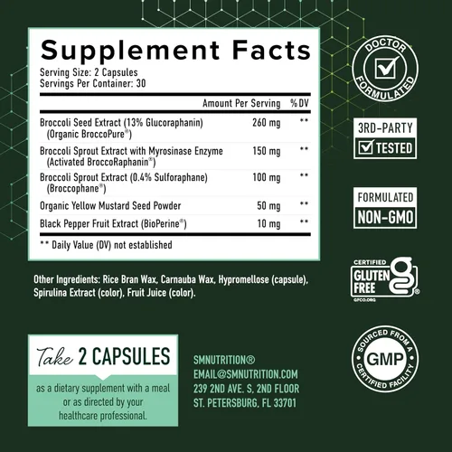 Vista 6 de Suplemento de sulforafano de 50 mg de brotes de brócoli Activación NRF2, salud celular y apoyo inmunológico Glucorafanina, mirosinasa
