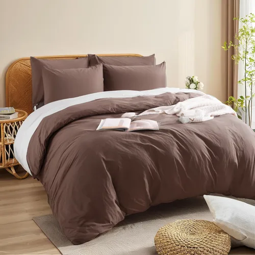 Vista 285 de NEXHOME PRO Funda de edredón Twin XL 100% algodón lavado, transpirable, duradera, texturizada, similar al lino, juego de ropa de cama para el hogar