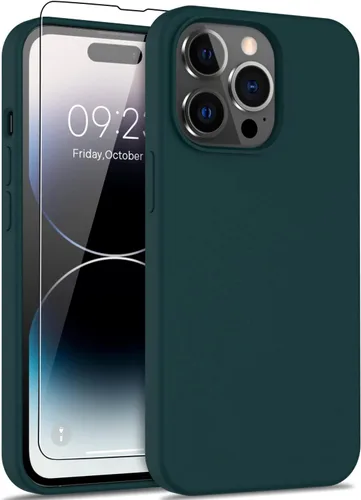 Vista 61 de bemal Funda para iPhone 14 Pro con protector de pantalla, silicona líquida de ajuste delgado, forro de microfibra suave, diseñada para mujeres