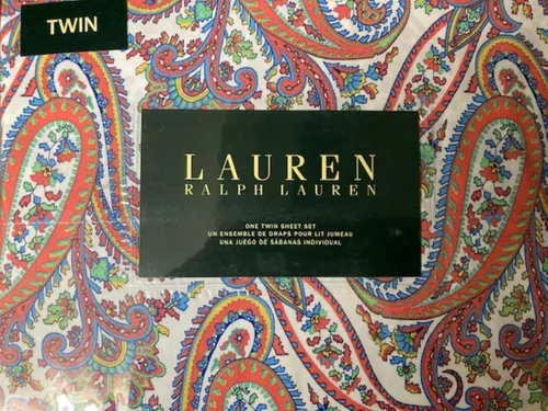 Vista 5 de Lauren Ralph Lauren Juego de sábanas de 3 piezas con estampado floral de cachemira de 300 th. Ct. tamaño individual, 100% algodón, multicolor