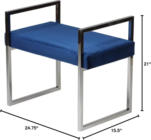 Vista 3 de Cortesi Home Anna Bench Ottoman, 24 pulgadas, azul
