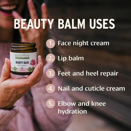 Vista 3 de Banyan Botanicals Bálsamo de belleza – Hidratante orgánico facial y corporal con shatavari y ashwagandha – Crema rica de noche, bálsamo de manos