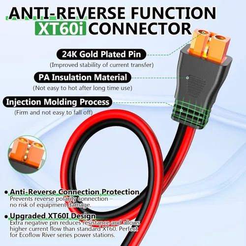 Vista 2 de Vansdon Cable de extensión solar a XT60i, conector solar de 10 AWG de 30 pies a XT60i, cable de carga para estación de energía portátil, generador