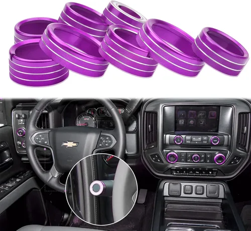 Vista 8 de Cubierta de perilla para Chevy Silverado 2014-2018, control de temperatura, botón de luz de radio de volumen, consola central, interruptor de señal