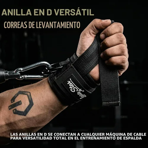 Vista 5 de Correa de levantamiento de pesas con anillo D, correas de elevación, correas de muñeca antideslizantes para levantamiento de pesas, puños de muñeca