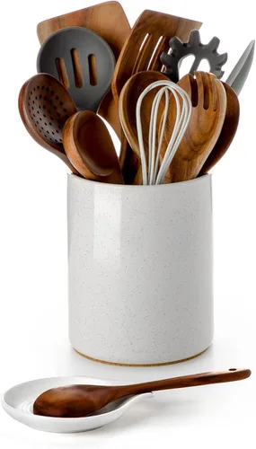 Vista 16 de Soporte giratorio de cerámica para utensilios de cocina para encimera, 7.2 Negro