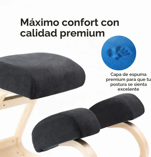Vista 7 de Silla ergonómica de rodillas con acolchado extra, soporte de postura, cómoda silla de escritorio, taburete mecedor en ángulo y asiento
