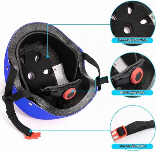 Vista 3 de Casco de Bicicleta para Niños Rodilleras de Skateboard - Casco para Niños Coderas Muñequeras Ajustables para Niñas y Niños de 5~15 años Equipo
