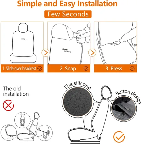 Vista 3 de Sojoy IsoTowel Funda para Asiento Delantero de Automóvil - Protector de Asiento de Automóvil de Microfibra Absorbe Sudor - Secado Rápido