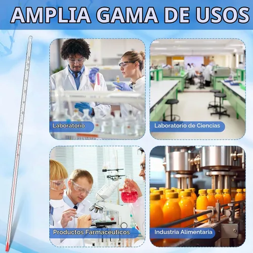 Vista 4 de Relaxweex Termómetro de laboratorio de uso general de 12 pulgadas, líquido de vidrio de inmersión total en vidrio para laboratorios, universidades