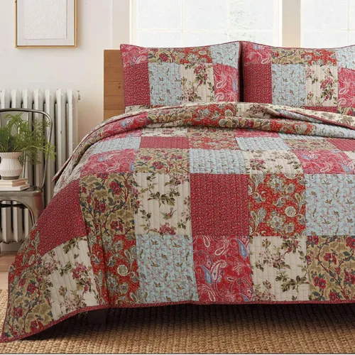 Vista 29 de Cozy Line Home Fashions Juego de ropa de cama reversible con diseño de mosaico real Brody Farmhouse Chocolate Plaid a rayas, colcha colcha