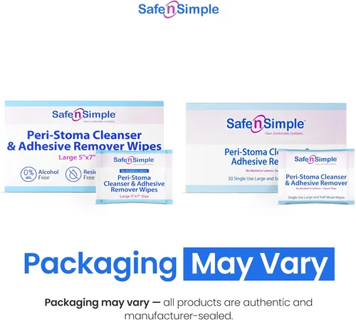 Vista 2 de Safe n' Simple Removedor de adhesivo para piel, 5 x 7 pulgadas, 50 toallitas eliminadoras de adhesivo de estoma, toallitas sin alcohol para pieles