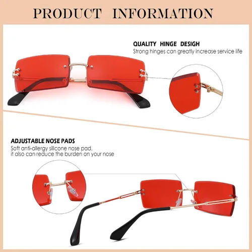 Vista 125 de Gafas de sol rectangulares para hombres/mujeres, gafas de sol pequeñas sin montura cuadrada