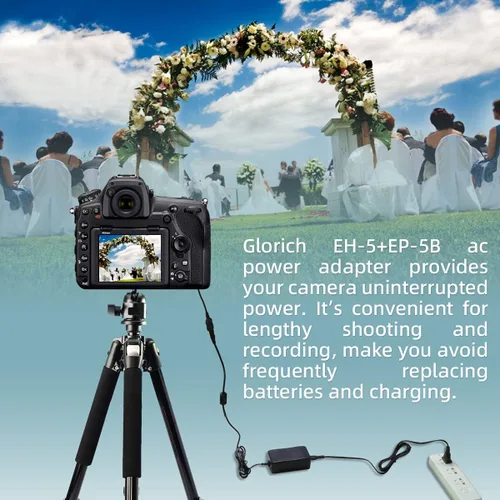 Vista 2 de Glorich EP-5B Acoplador DC EN-EL15 EN-EL15a Batería ficticia EH-5 Adaptador de fuente de alimentación de CA Conector de alimentación para Nikon 1 V1