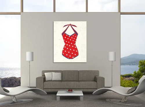 Vista 3 de Jaxson Rea "Retro Swimwear II Newsprint Gallery Wrapped Canvas by Emily Adams, 12" x 15
