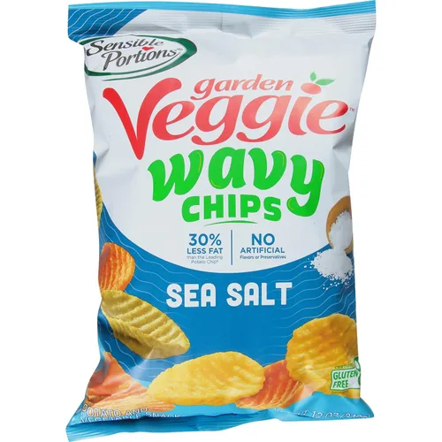 Vista 5 de Sensible Portions Garden Veggie - Chips de crema agria de cheddar ondulado, 6 onzas