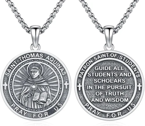 Vista 95 de 925 Sterling Silver Patron Saint Amulet Necklace for Men Women plateado